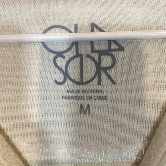 Chaser Cream Rainbow Striped One Love Long Sleeve Sweater Women Sz M - Picture 9 of 11